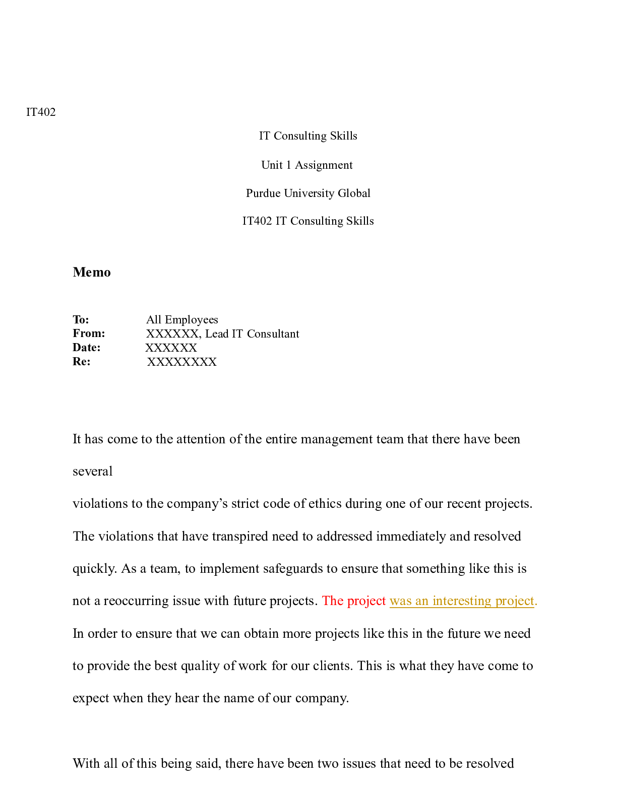 Preview image for IT402 Unit 1 Assignment 1 .docx    IT402  IT Consulting Skills   Unit 1 Assignment  Purdue
